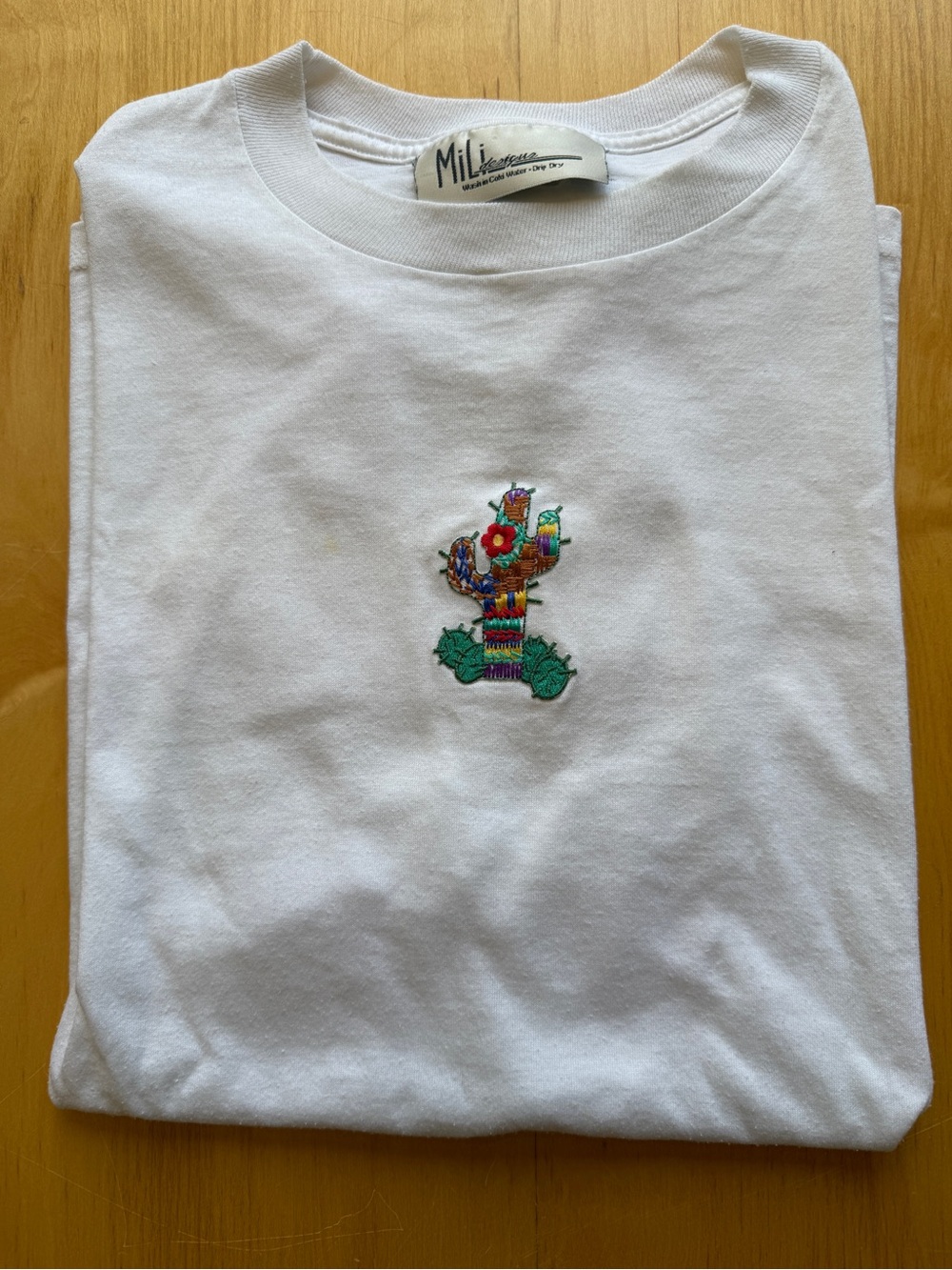 Vintage Mil Designs Embroidered Cactus Tee XL Southwest Boho USA